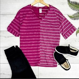 Short sleeve, v-neck stripe top